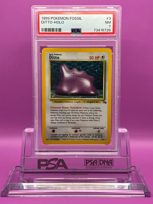 Ditto Holo (3/62) [Fossil Unlimited] PSA 7