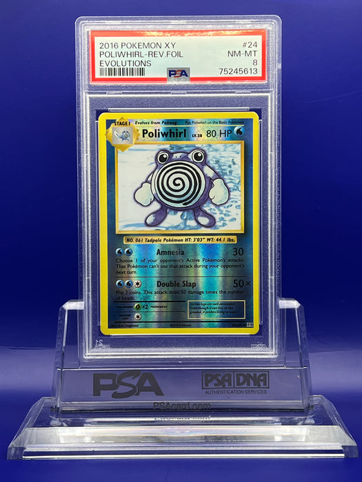 Poliwhirl Reverse (24/108) [XY: Evolutions] PSA 8