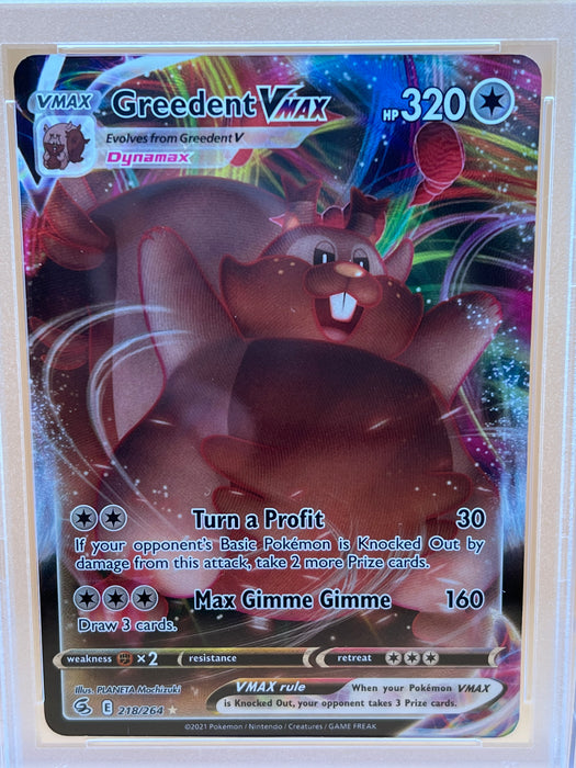 Greedent VMAX (218/264) [Sword & Shield: Fusion Strike] PSA 10