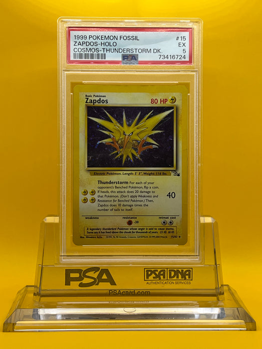 Zapdos (15/62) [Fossil Unlimited] [Cosmos Holo] PSA 5